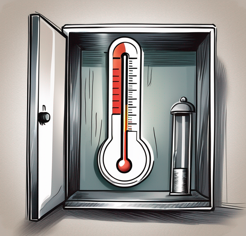 A thermometer showing a high temperature