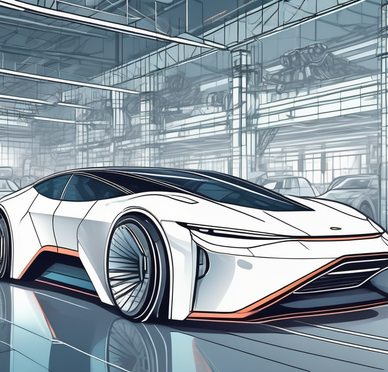 A futuristic car integrated with digital technologies