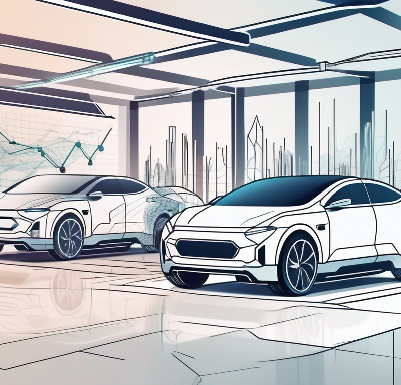 A futuristic car dealership with ai robots servicing vehicles
