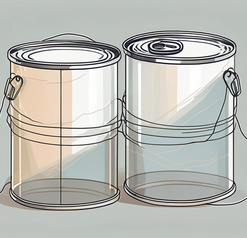 Two tin cans connected with a string