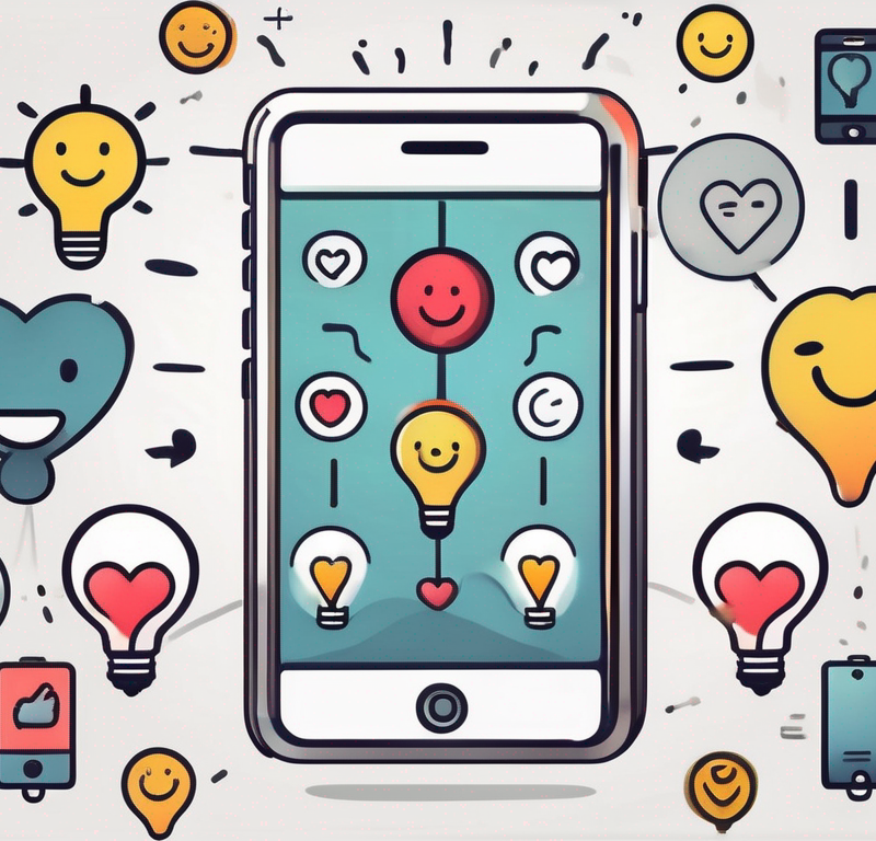 A smartphone with various notification icons popping out