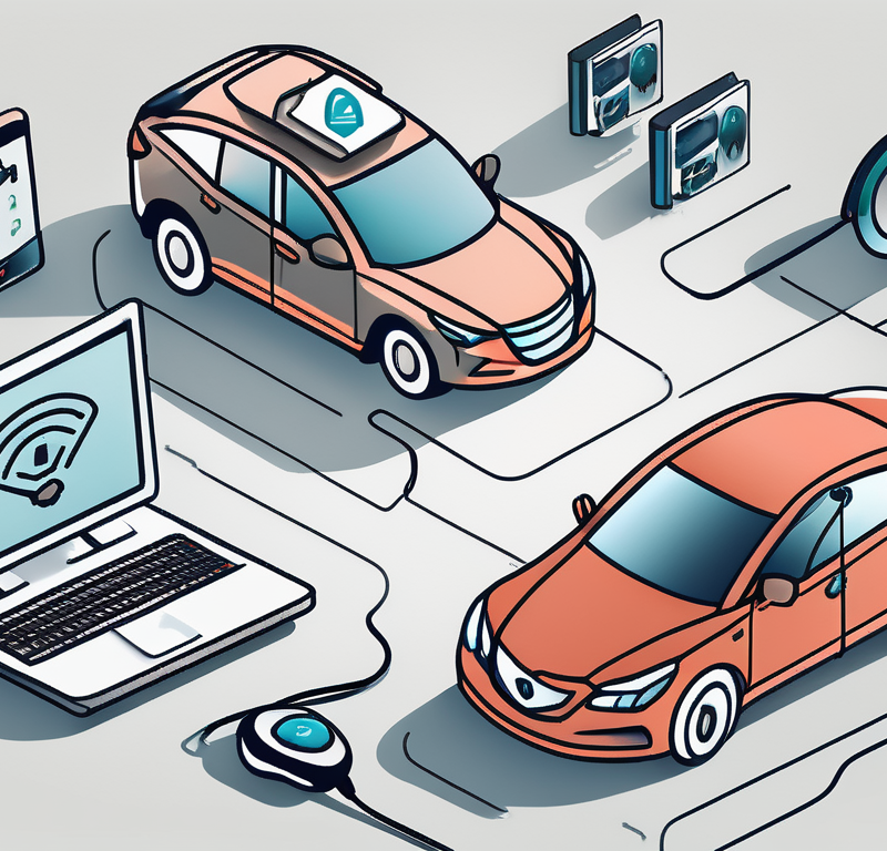 A car dealership with various communication devices like telephones