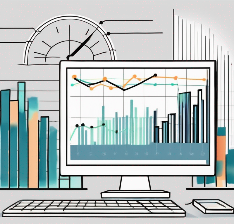 A computer screen displaying various charts and graphs representing sales data
