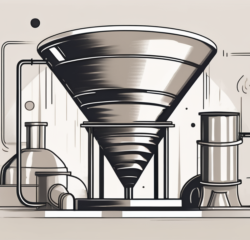 A funnel filled with abstract shapes representing leads