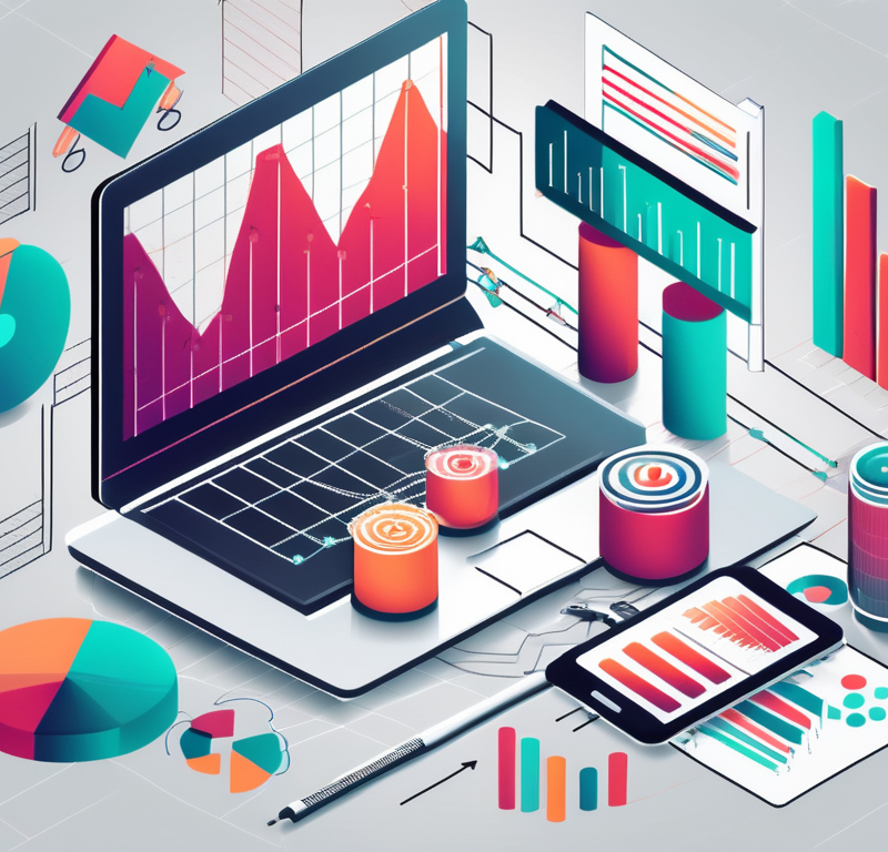 Ai-powered tools such as a laptop and a smartphone displaying graphs and charts